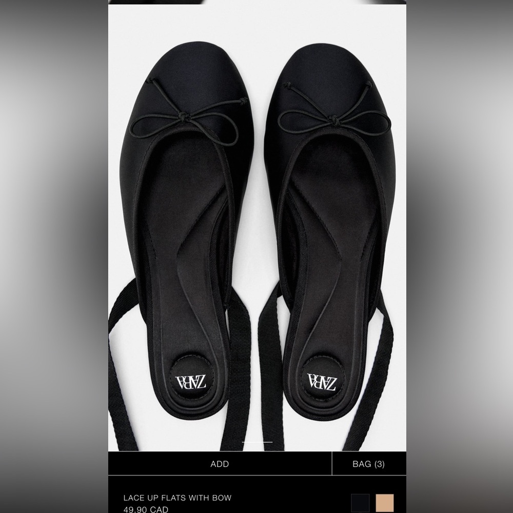 Zara lace up ballet flats